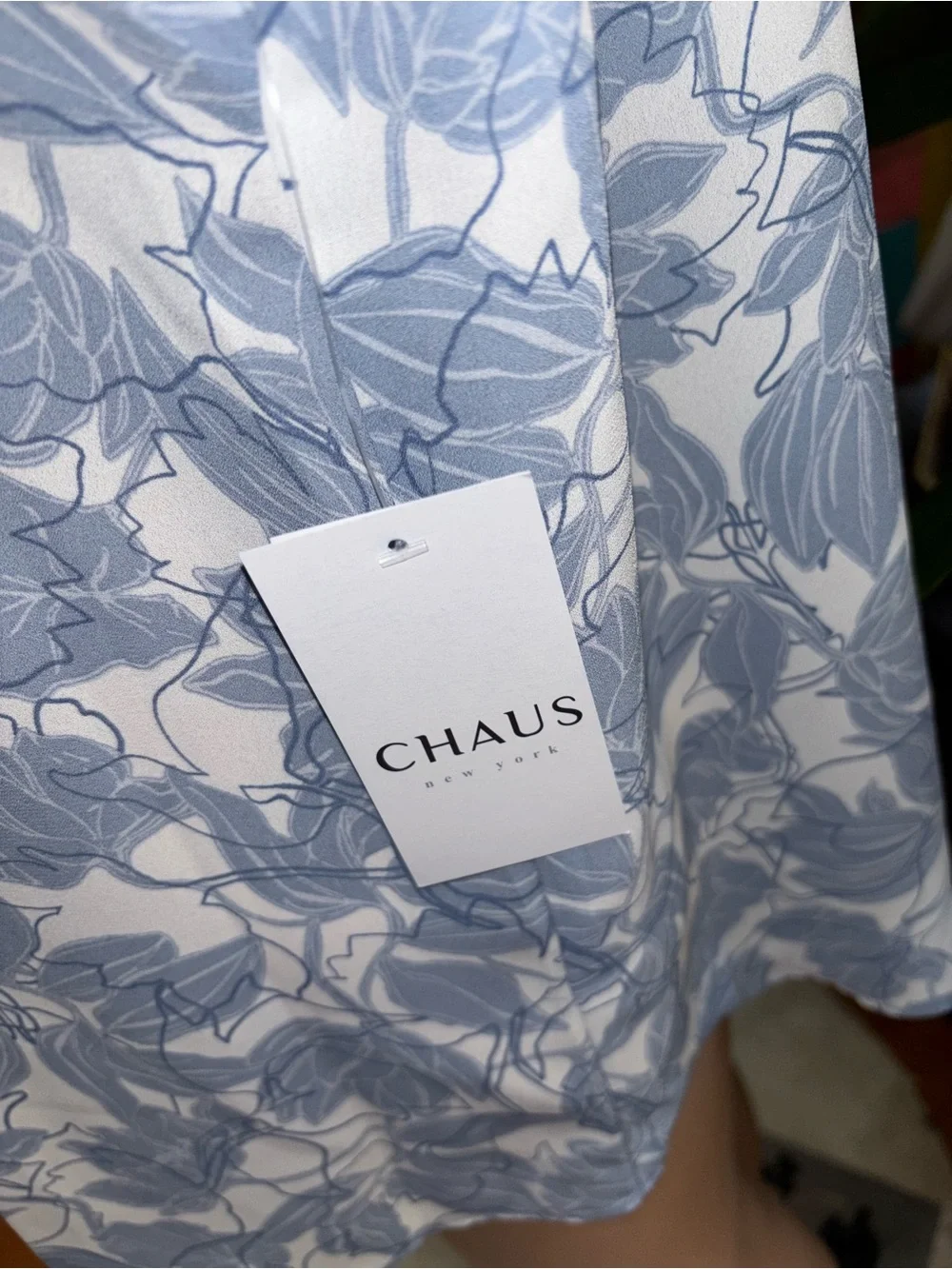 Chaus Blue & White Blouse with Leaf Print - Picture 5 of 9
